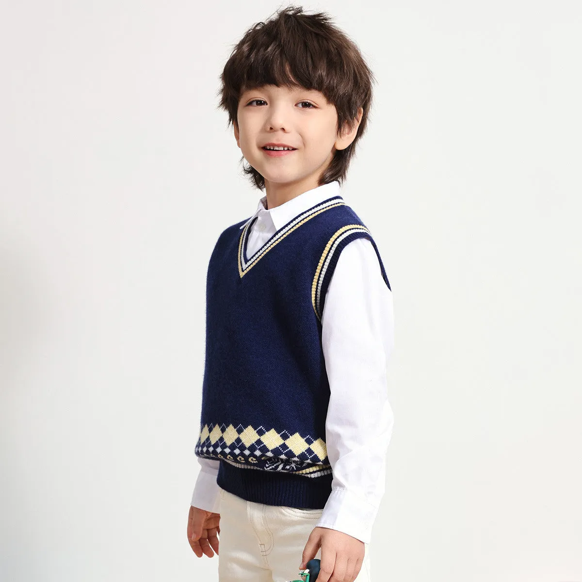 100% Wool Kids V Neck Vest