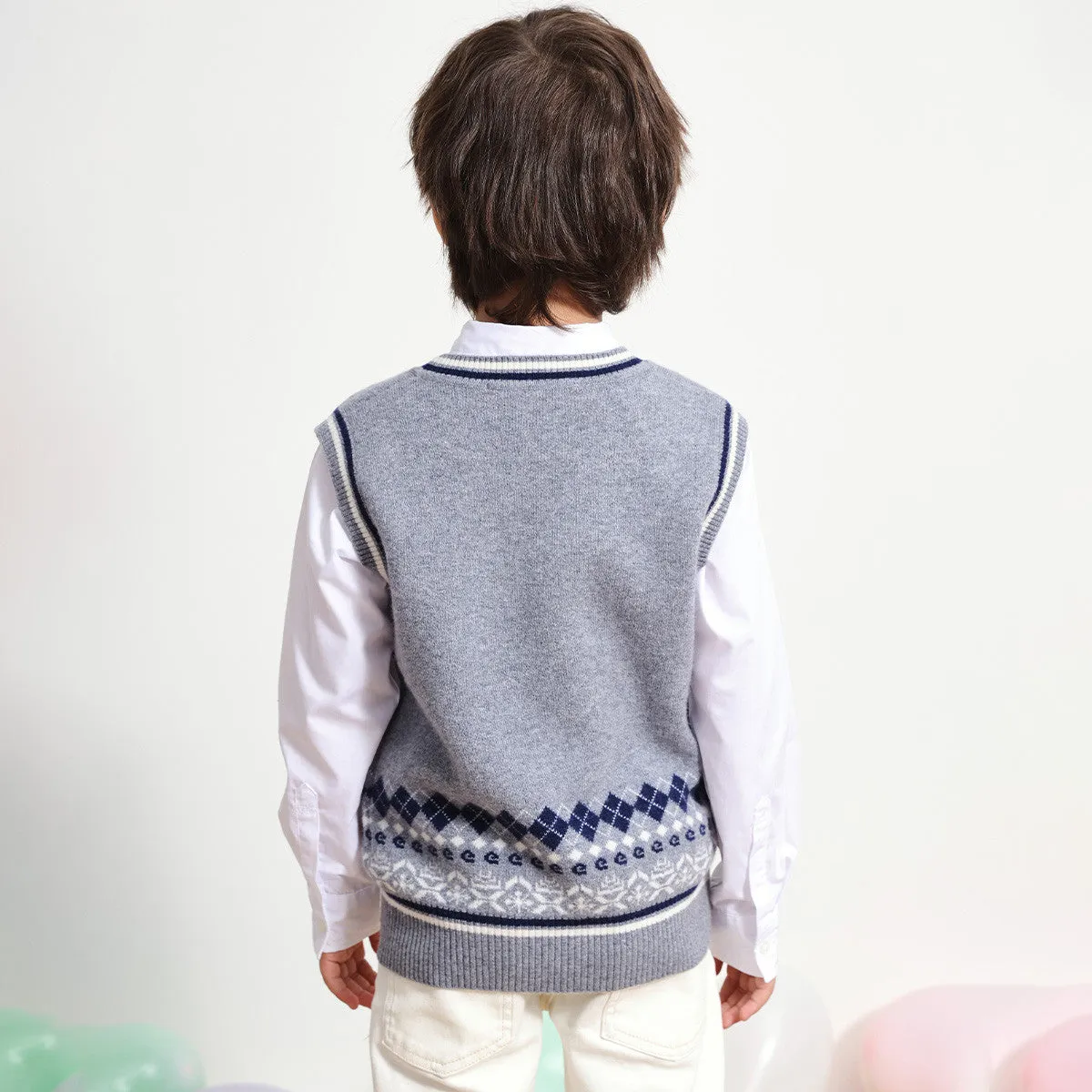 100% Wool Kids V Neck Vest