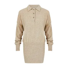 1980s Angelo Tariazzi Oatmeal and Gold Embellished Jumper