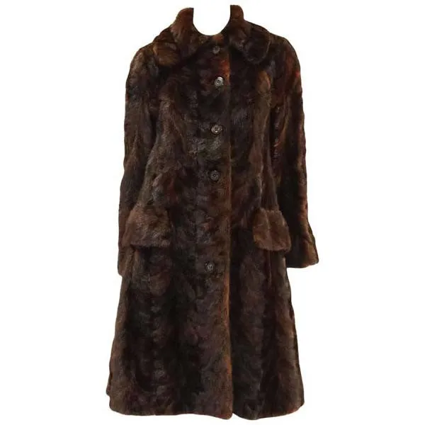 1980's Oscar de la Renta Multi Hued Brown Sable Fur Coat