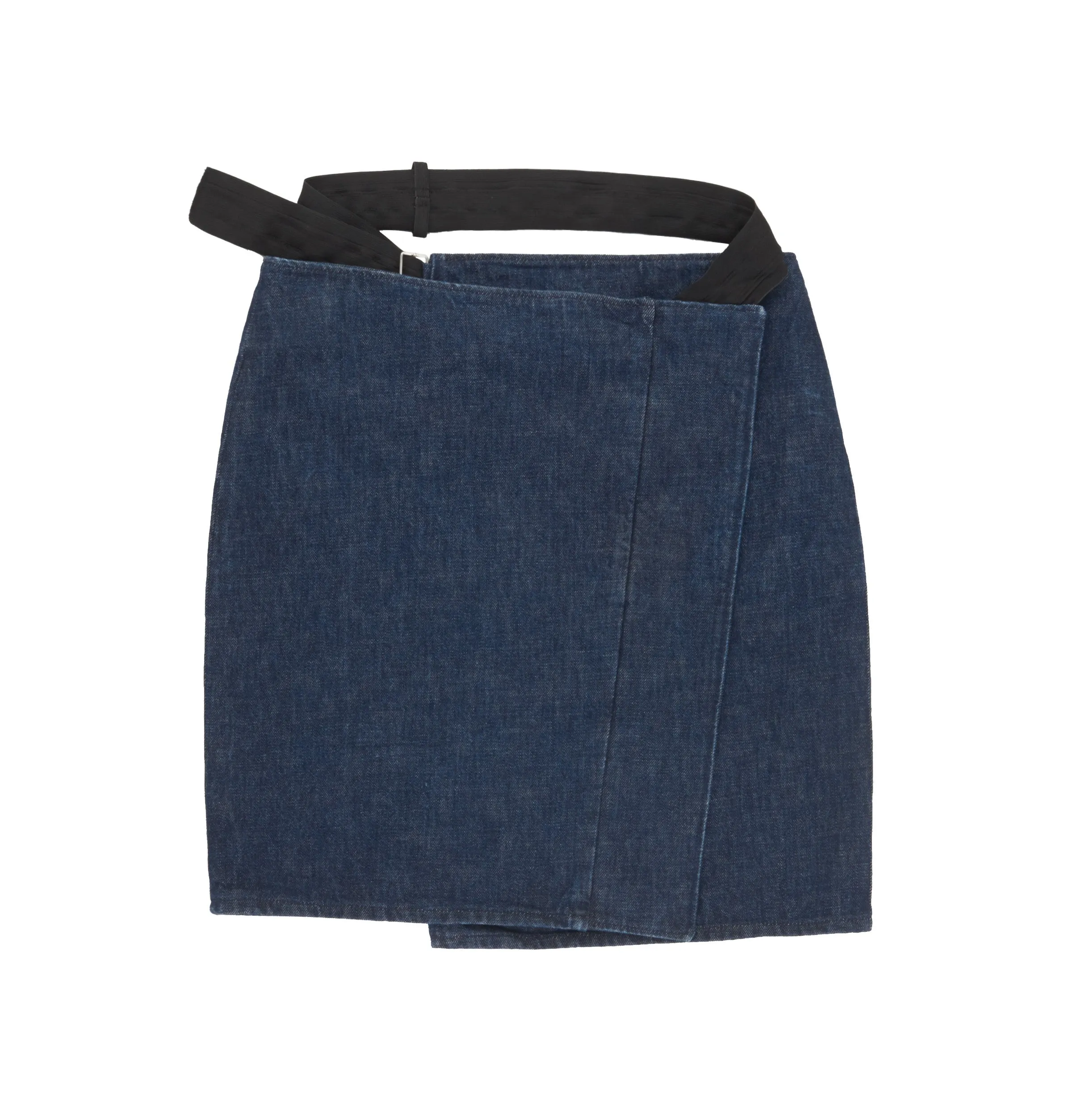 2003 Raw Denim Asymmetric Skirt with Bondage Strap