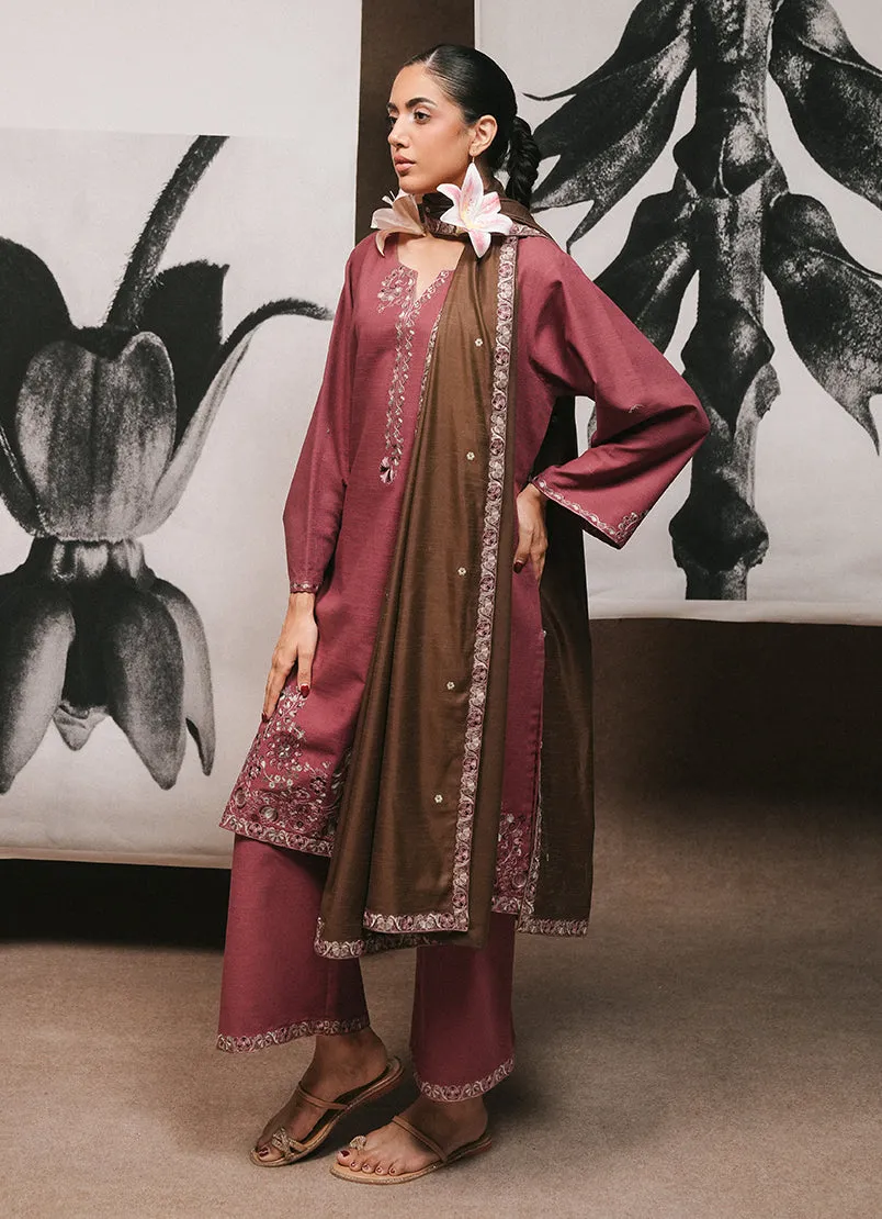 3 Pc Khaddar Embroidered Suit - Ikse-213864