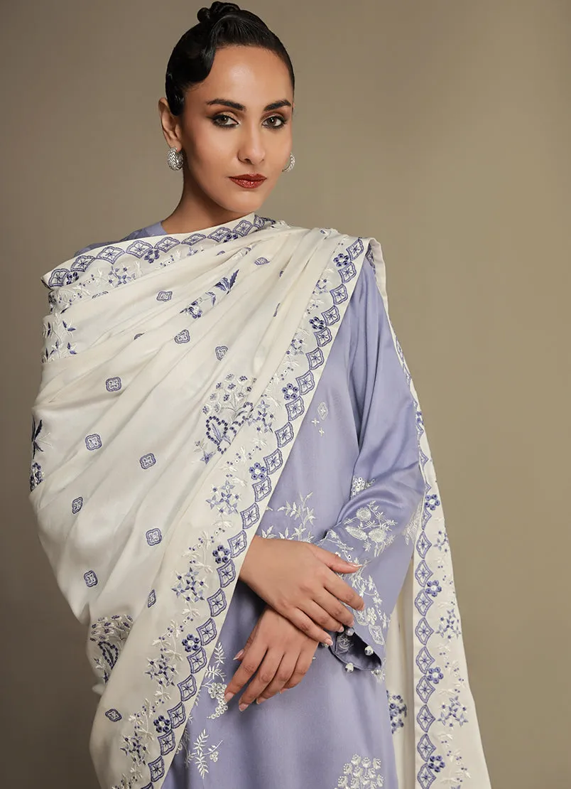 3 Pc Viscose Embroidered Suit - Itvse-213992