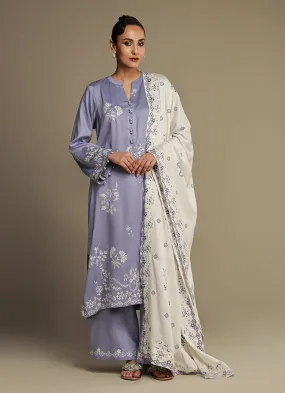 3 Pc Viscose Embroidered Suit - Itvse-213992