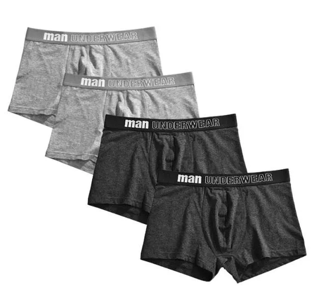 4 Pack Mens Underwear Boxer Cotton Man Short Breathable Solid Flexible Shorts Boxers Male Underpants Trunks