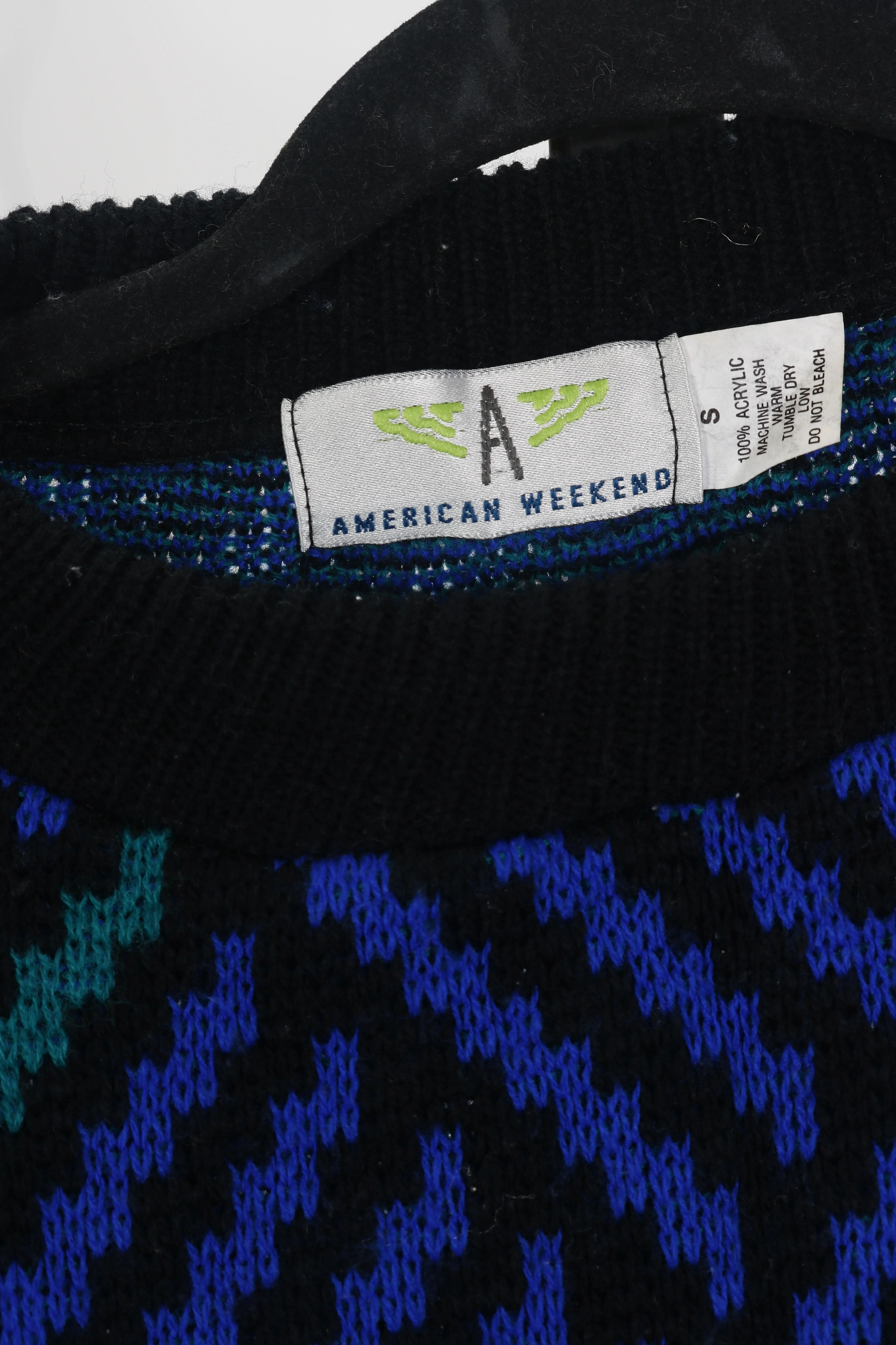 80s American Weekend Blue/Teal Sweater           S