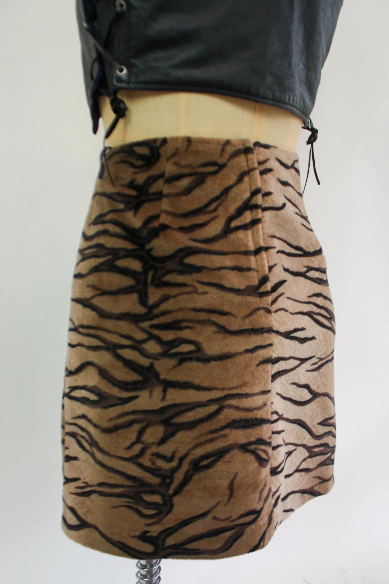 80s Velvet Tiger Mini Skirt