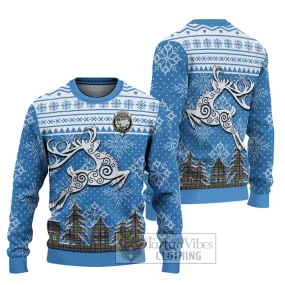 Aikenhead Clan Christmas Ugly Sweater with Tartan and Celtic Reindeer Style