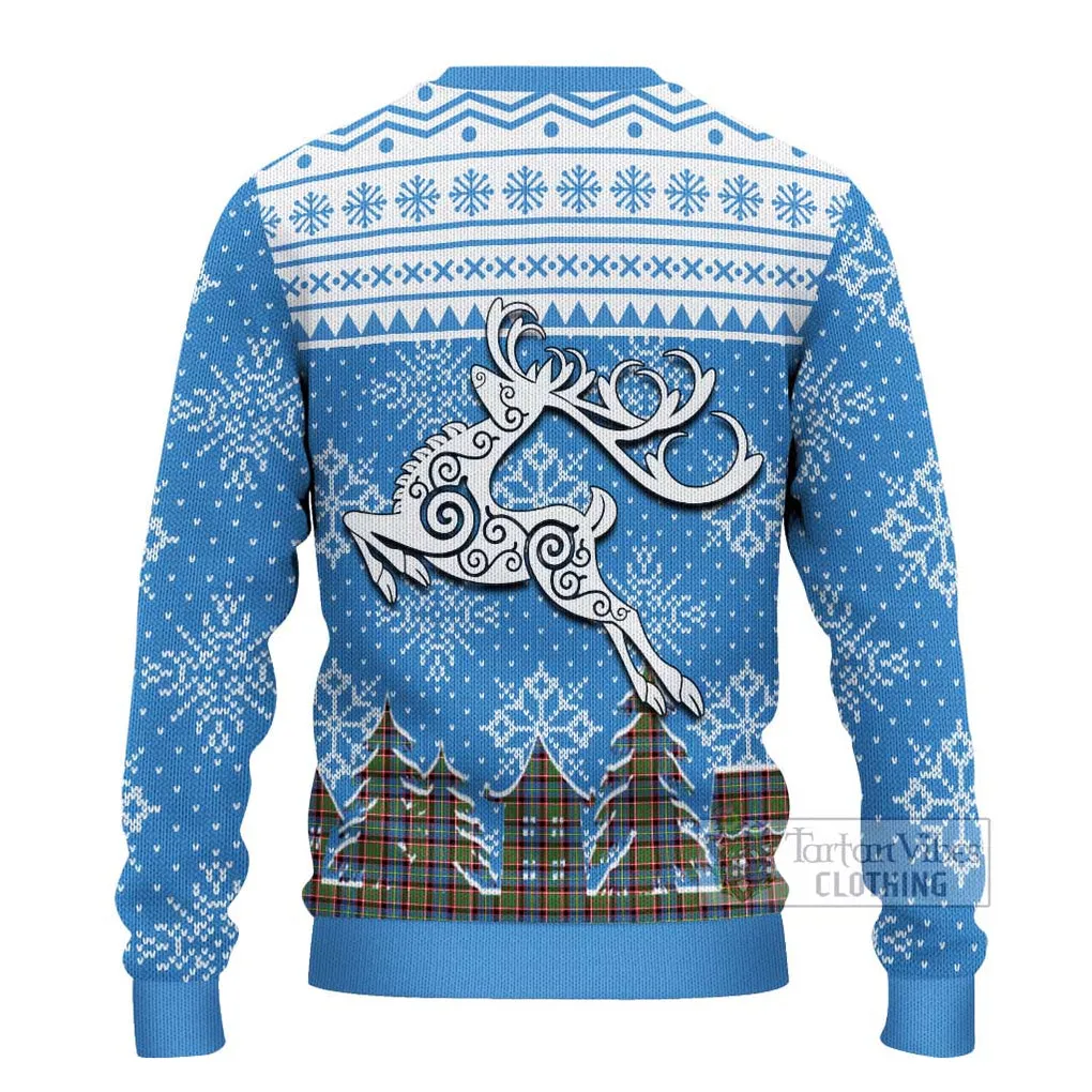 Aikenhead Clan Christmas Ugly Sweater with Tartan and Celtic Reindeer Style