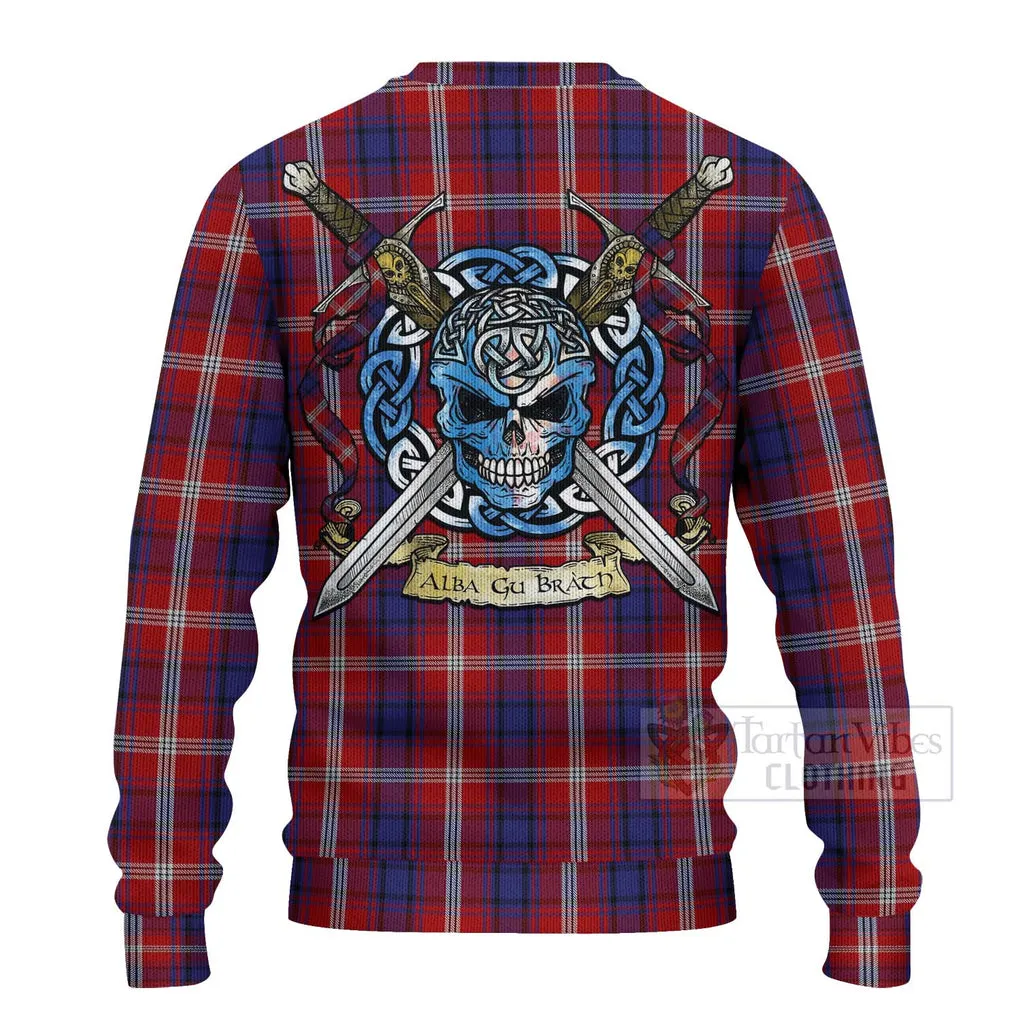 Ainslie Tartan Ugly Sweater with Family Crest Celtic Skull Style