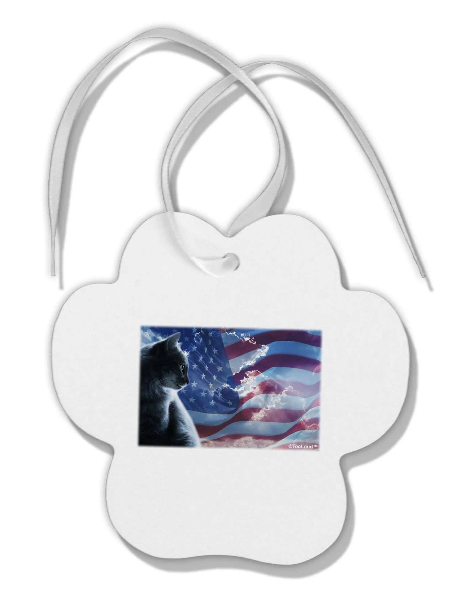 All American Cat Paw Print Shaped Ornament by TooLoud