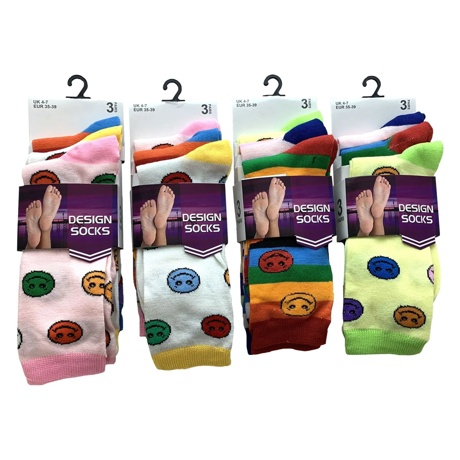 AMOS Ladies Womens 4-7 Socks 3 Pairs Assorted Colours Designs Smart Work Casual