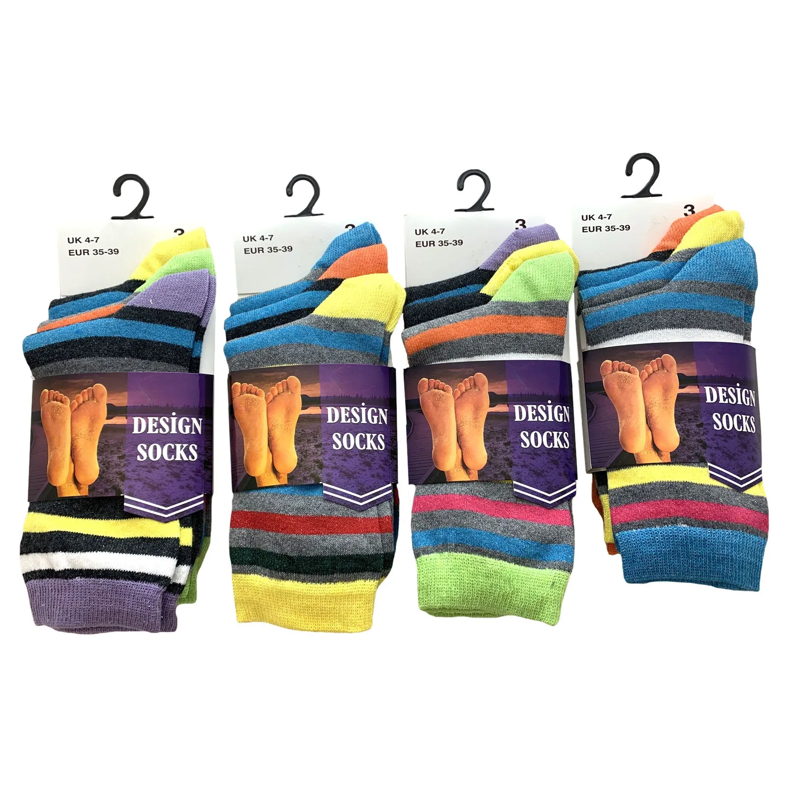 AMOS Ladies Womens 4-7 Socks 3 Pairs Assorted Colours Designs Smart Work Casual