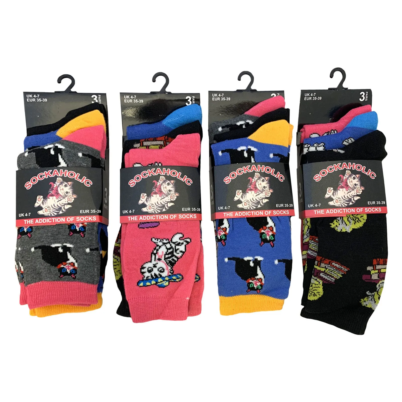 AMOS Ladies Womens 4-7 Socks 3 Pairs Assorted Colours Designs Smart Work Casual