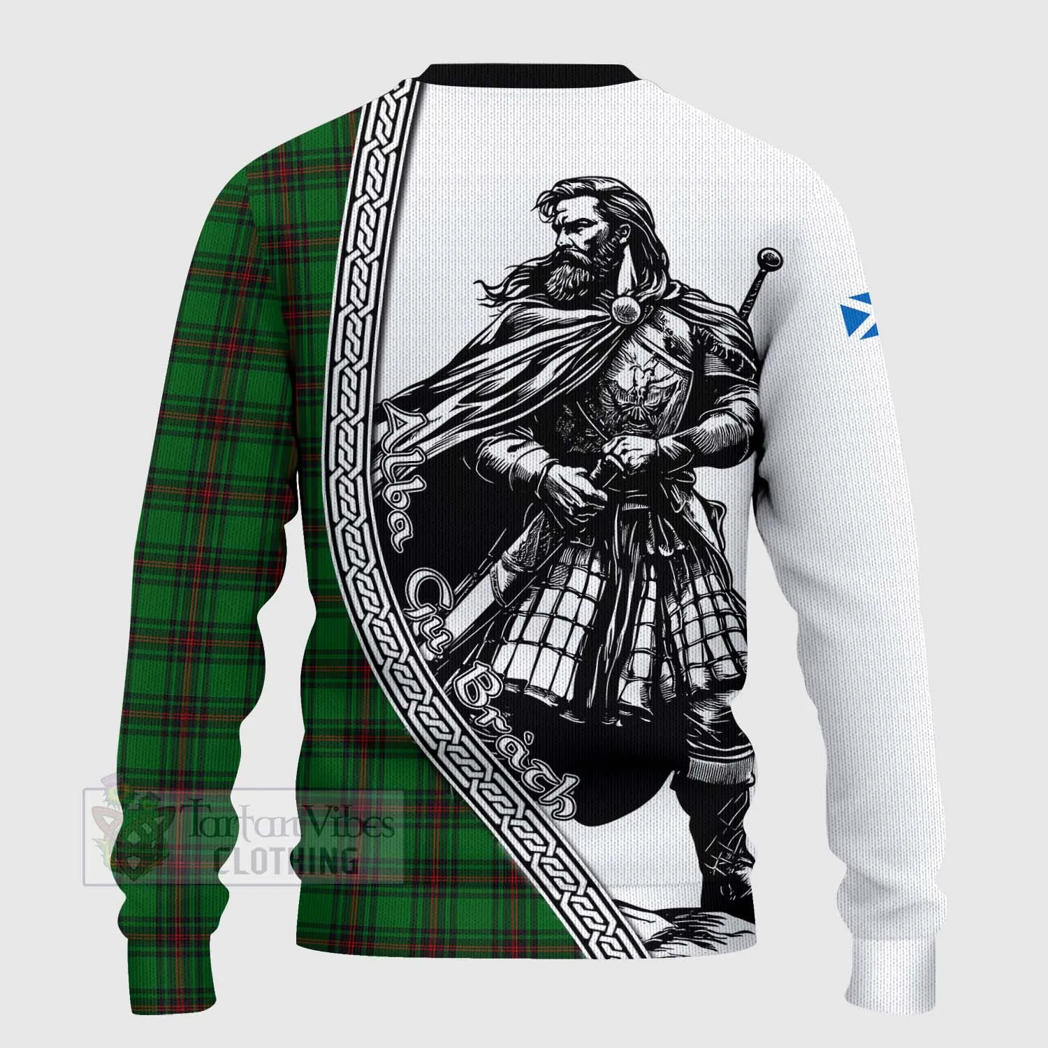 Anstruther Tartan Clan Crest Knitted Sweater with Highlander Warrior Celtic Style