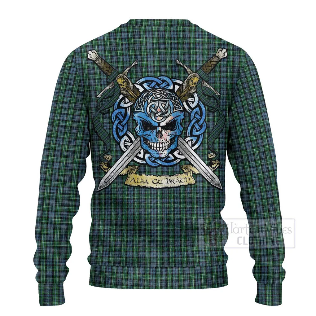 Arbuthnot Tartan Ugly Sweater with Family Crest Celtic Skull Style