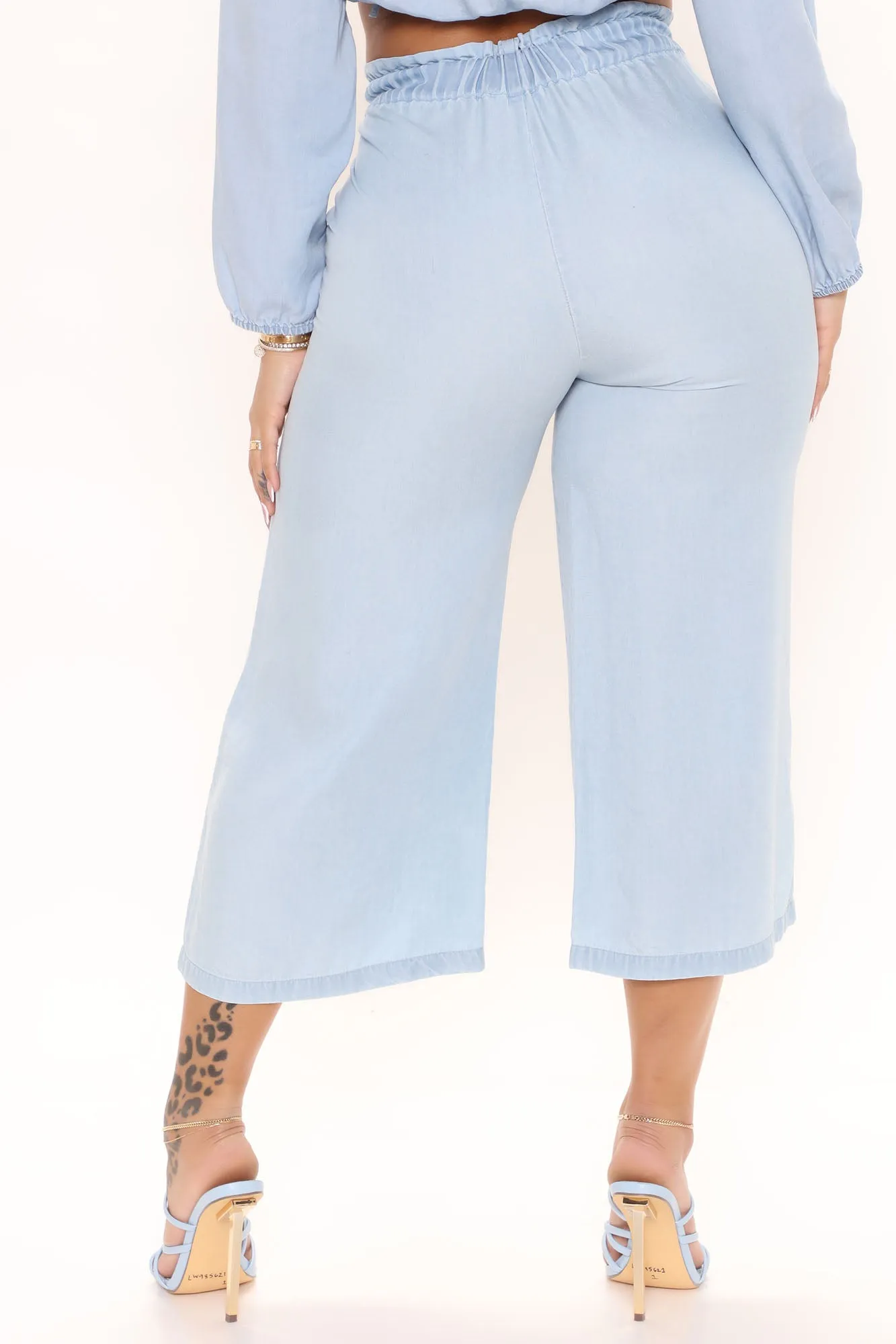 Ashley Belted Culottes - Light Blue