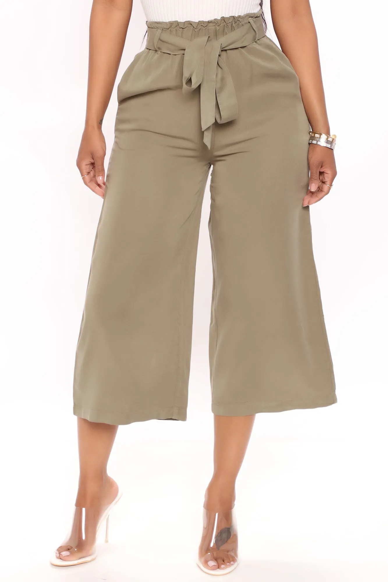 Ashley Belted Culottes - Olive