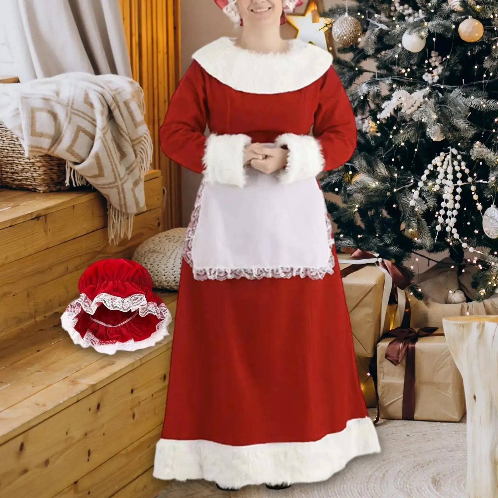 Authentic Mrs. Claus Costume Vintage Christmas Gown