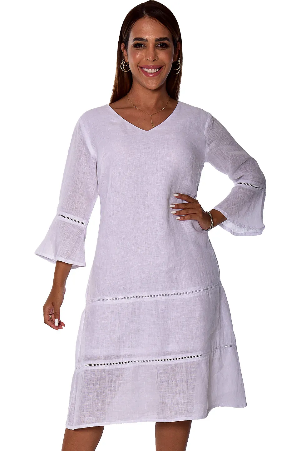 Azucar Ladies 3/4 Sleeves & Ruffled Hem Long Dress- LLWD2082