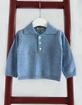 Baby Boy Button Jumper in Beach Blue