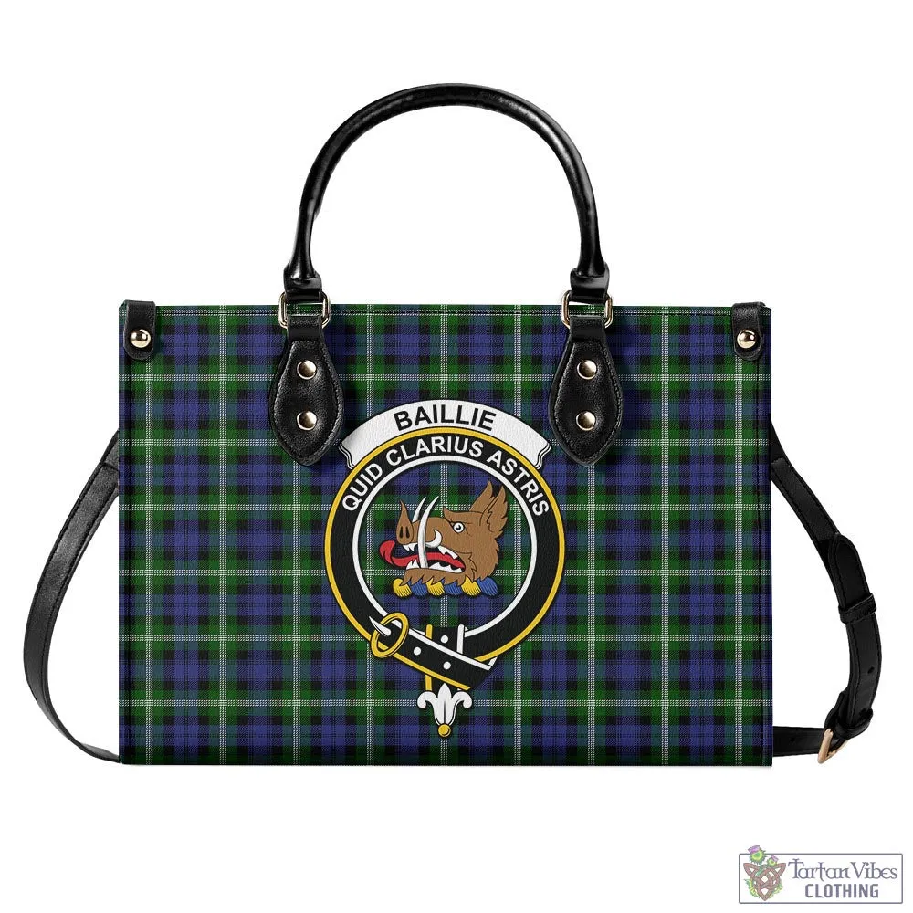 Baillie (Bailey) Tartan Luxury Leather Handbags with Family Crest