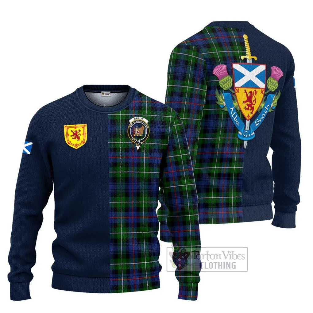 Baillie Tartan Ugly Sweater with Scottish Lion Royal Arm Half Style