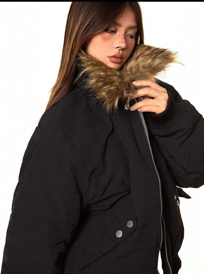 BB Fur Collar Zipped Jacket