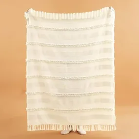 Bedsure Tufted Boho Striped Throw Blanket