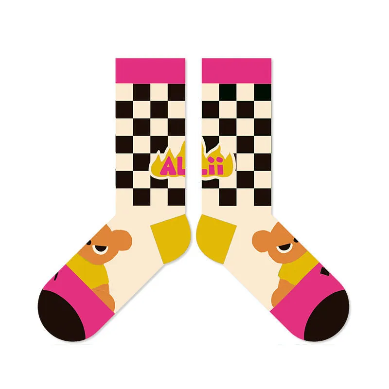 Beligogo 4 Stylish & Comfy Bear Crew Socks for Youth