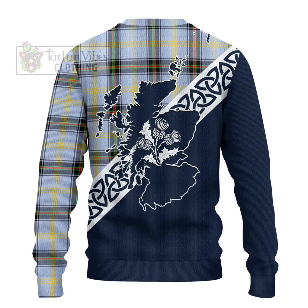 Bell Tartan Ugly Sweater Featuring Thistle and Scotland Map