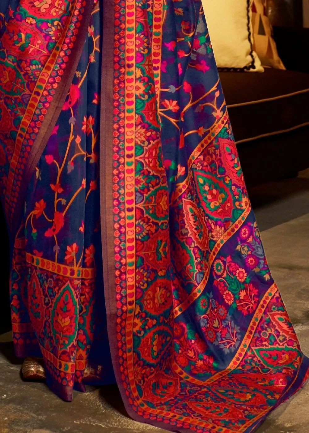 Berry Blue Banarasi Jamawar Woven Silk Saree : Top Pick