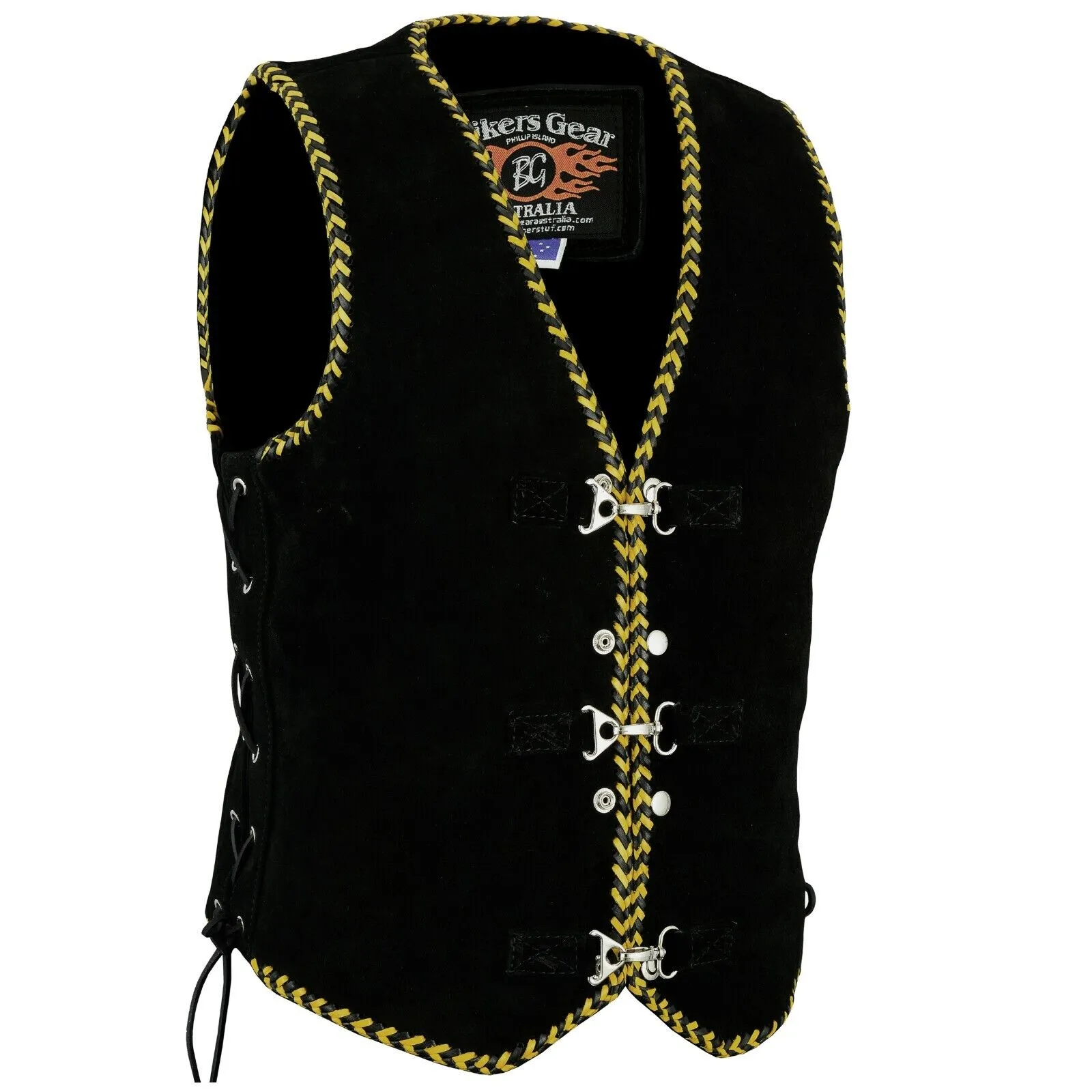 BGA Legacy Motorcycle Suede Spanish Braid with Metal Clips Vests