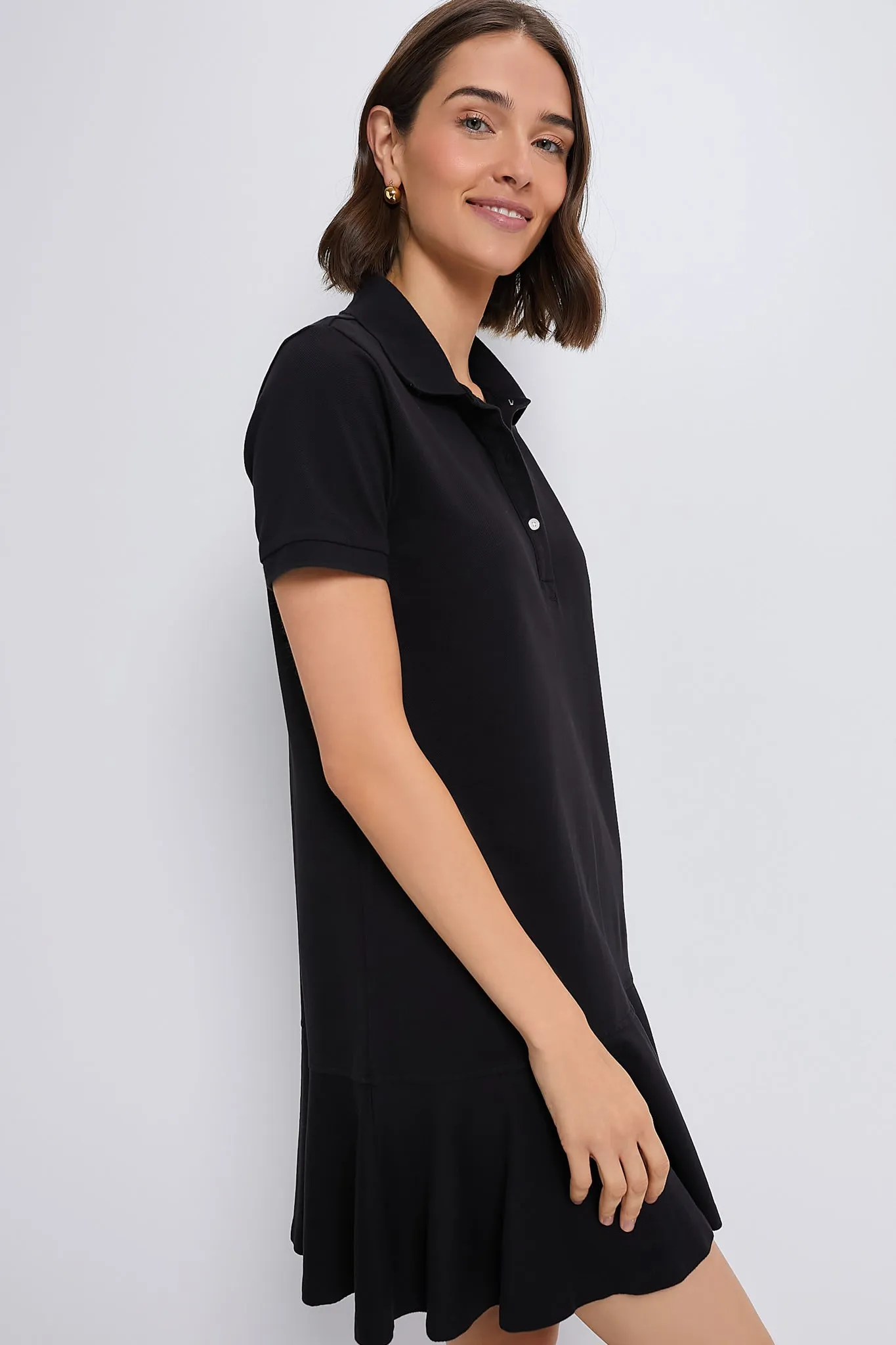 Black Pique May Polo Dress