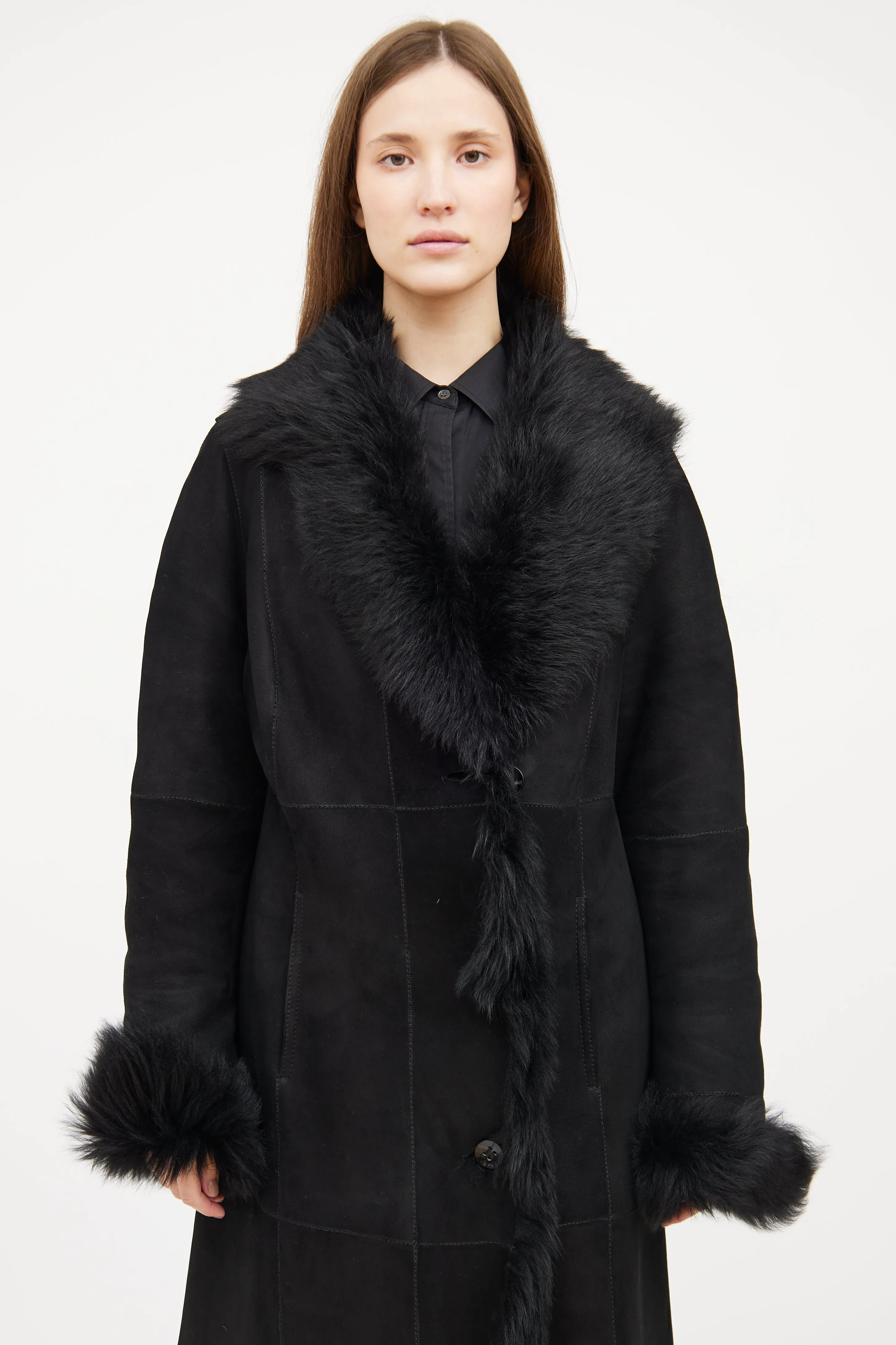 Black Shearling Long Coat