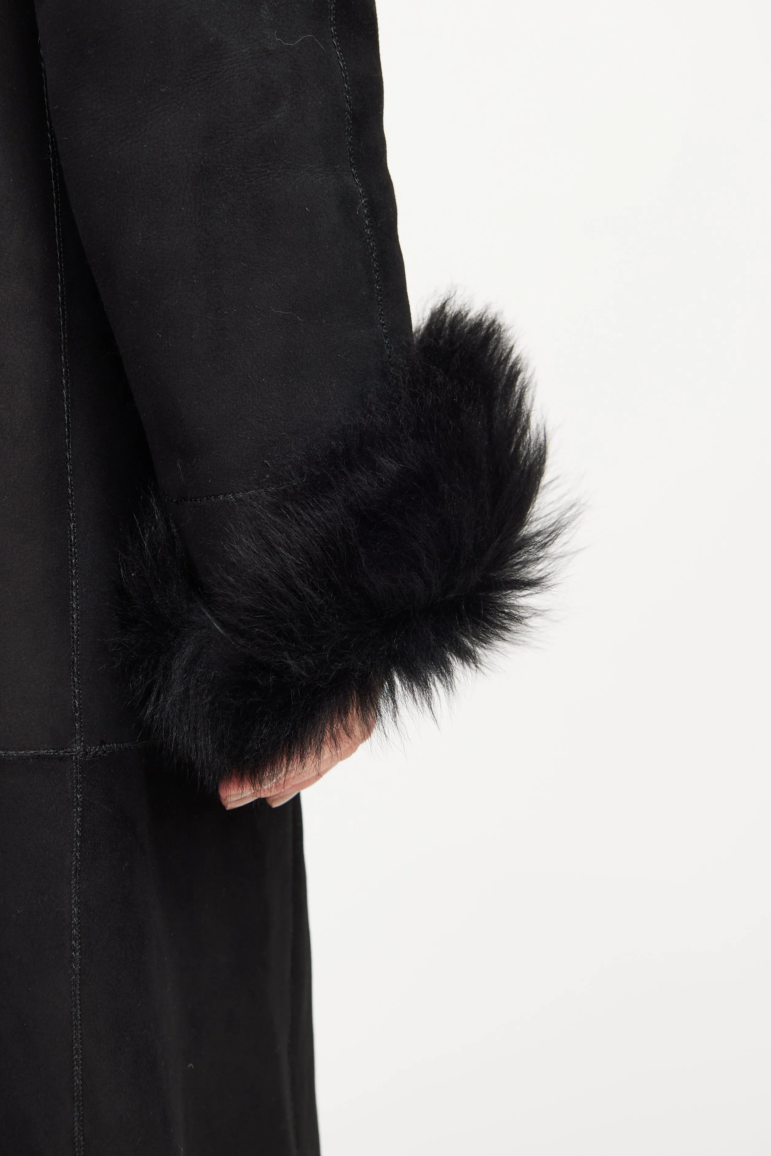 Black Shearling Long Coat