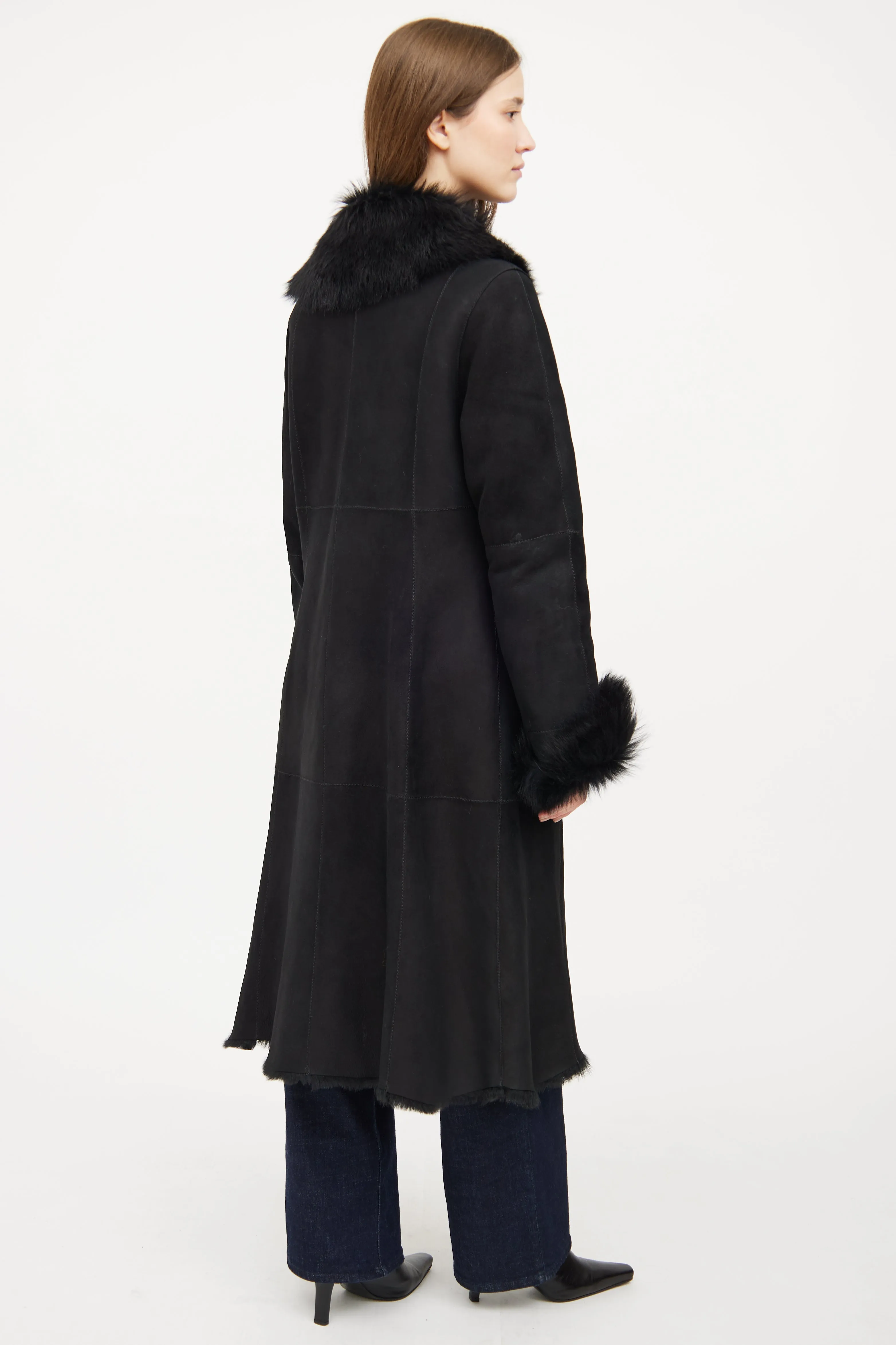 Black Shearling Long Coat