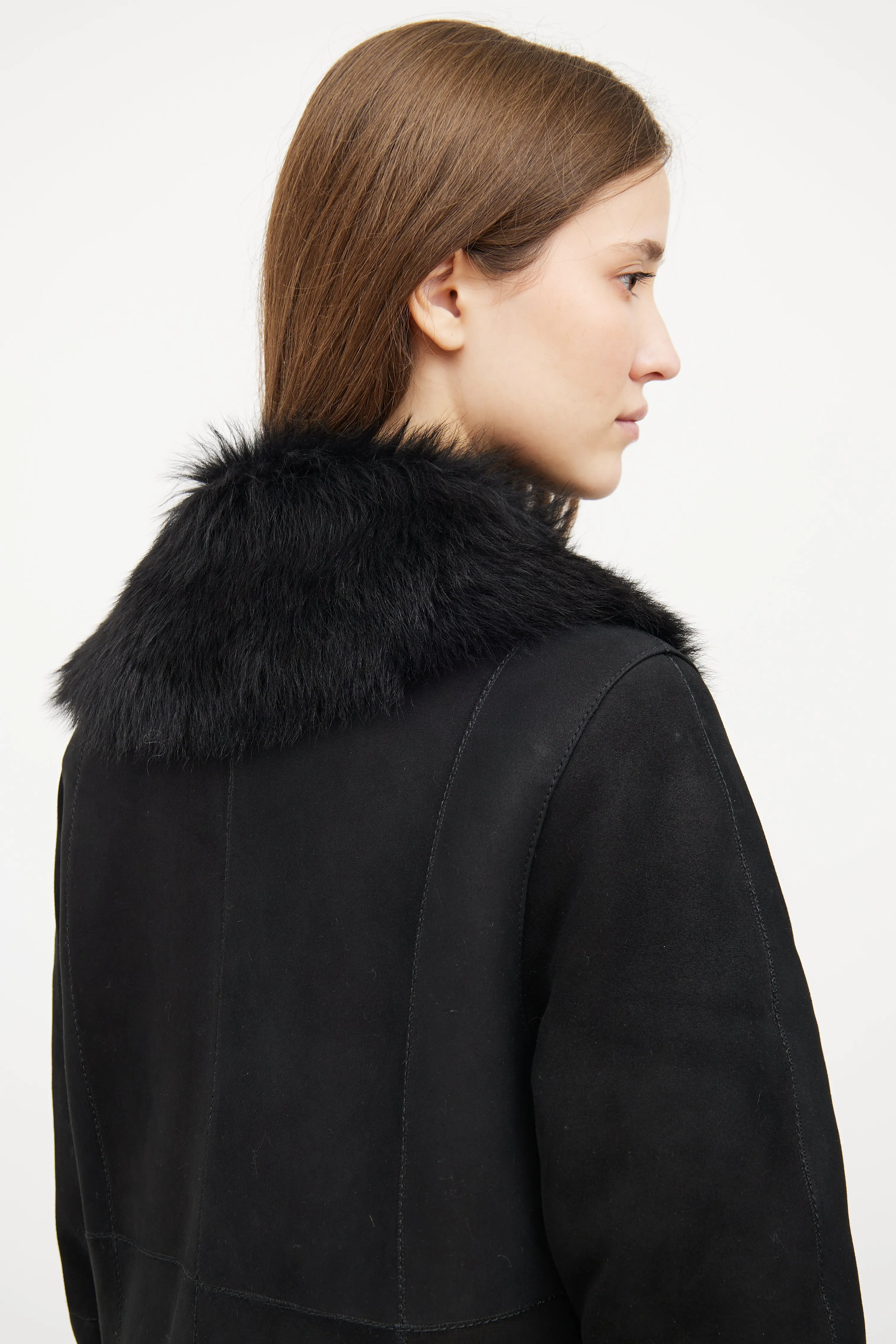 Black Shearling Long Coat