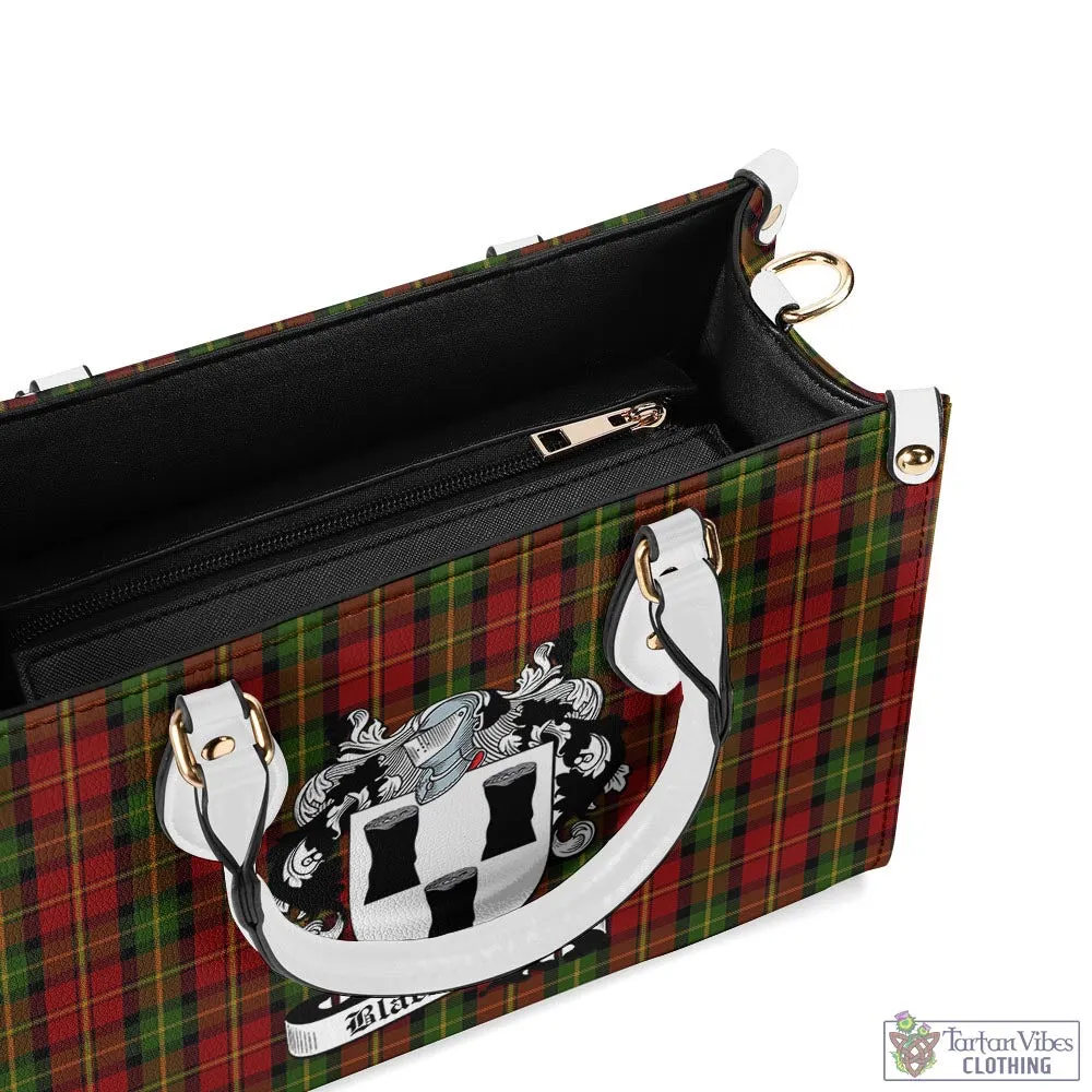 Blackstock Red Dress Tartan Luxury Leather Handbags with Family Crest