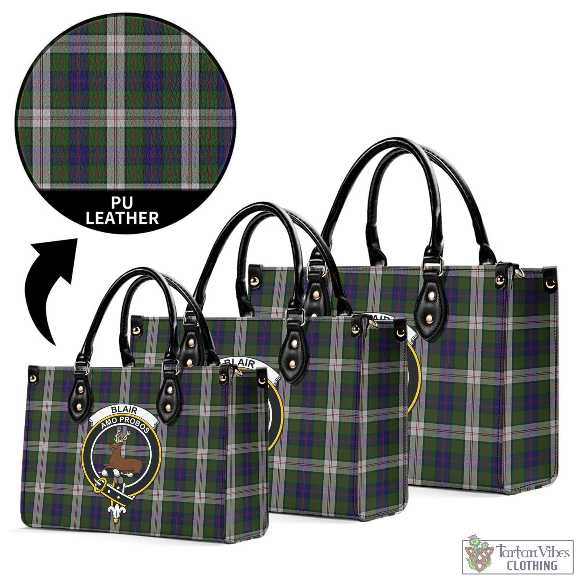 Blair Dress Tartan Luxury Leather Handbags with Family Crest