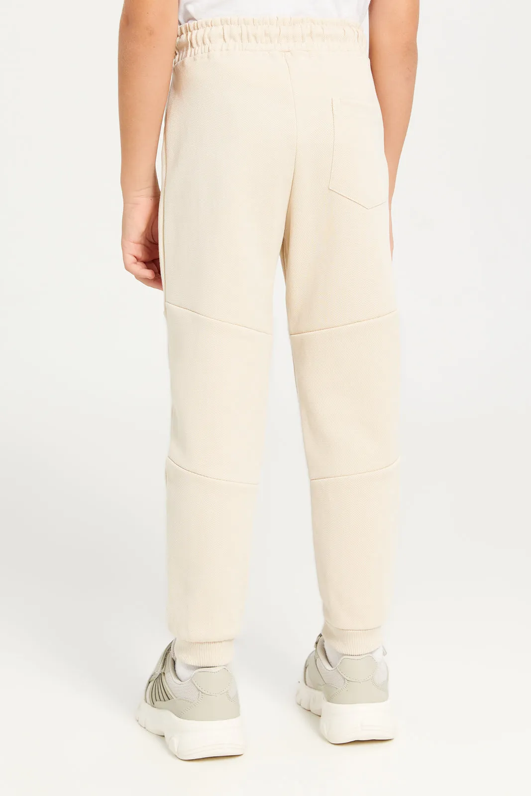 Boys Beige Cut & Sew Jogger