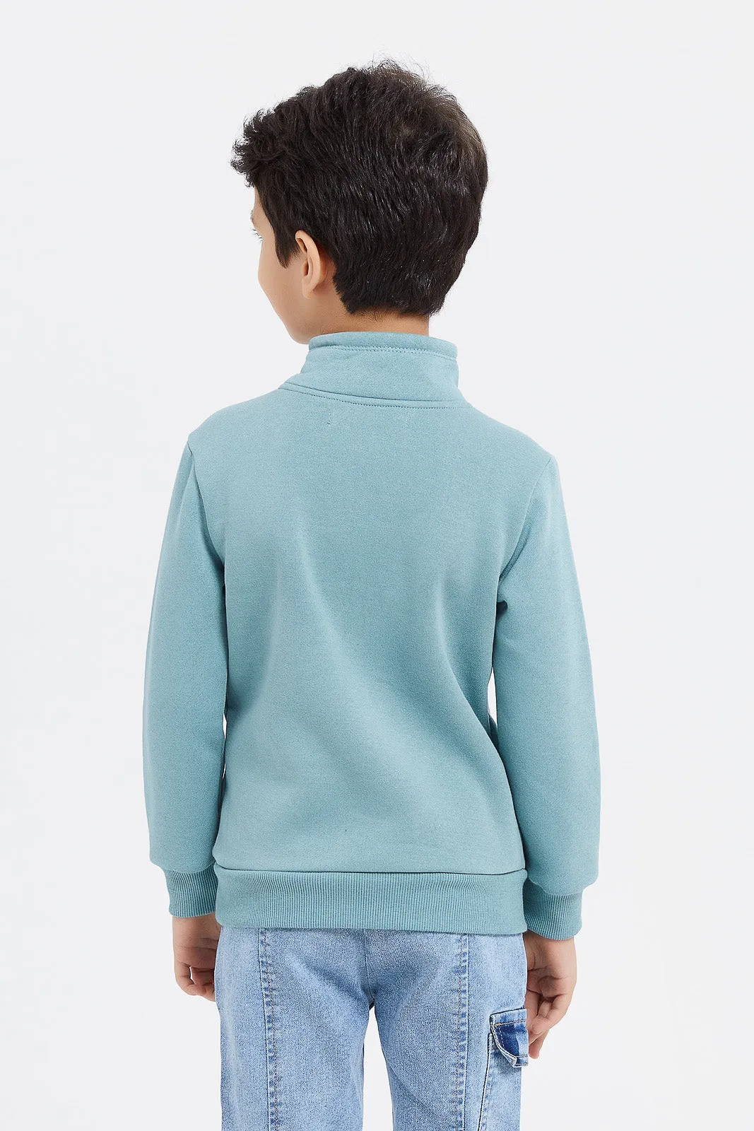 Boys Mint Printed Sweatshirt