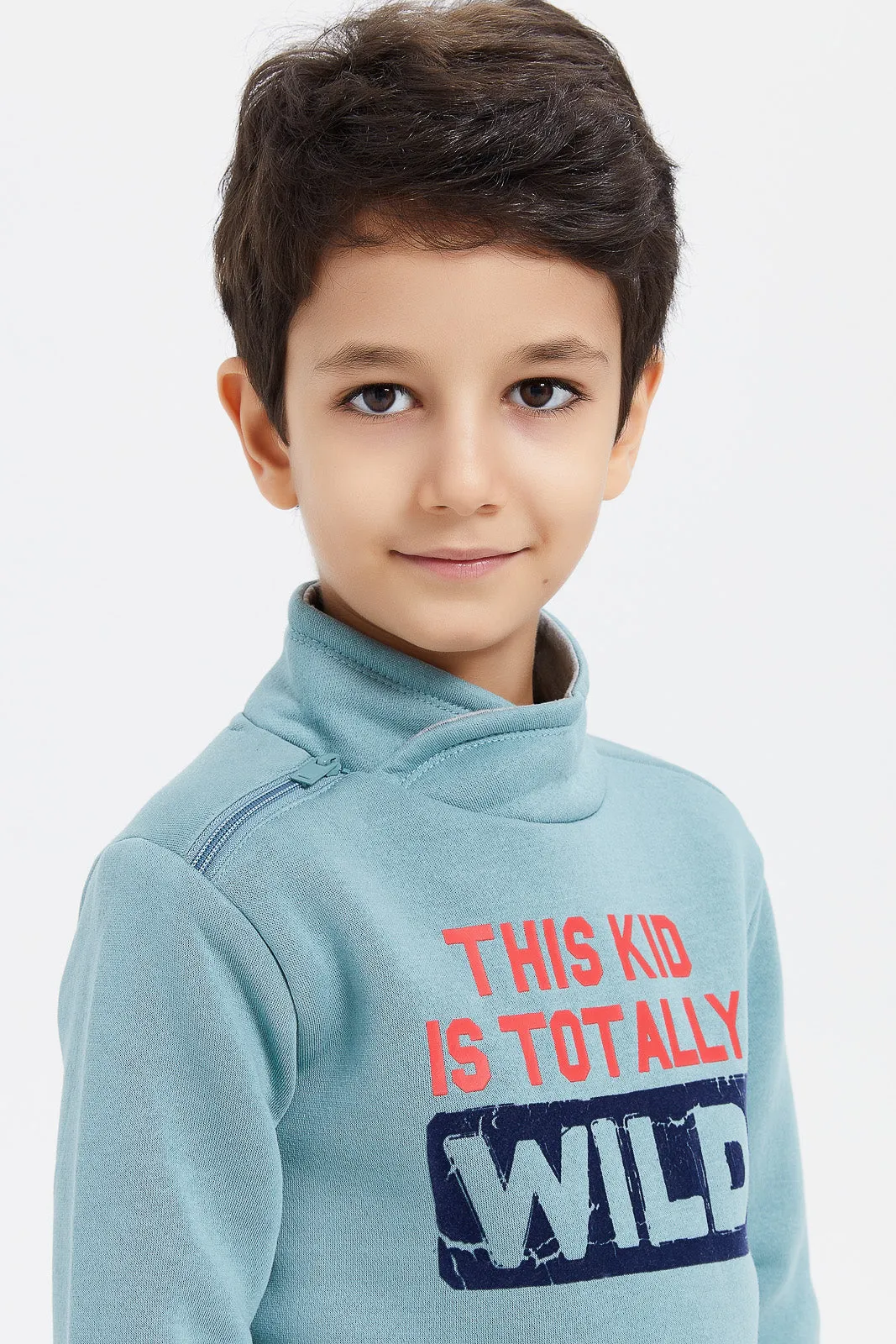 Boys Mint Printed Sweatshirt