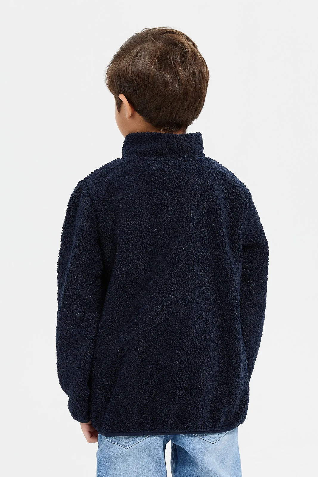 Boys Navy Sherpa Fleece Sweatshirt