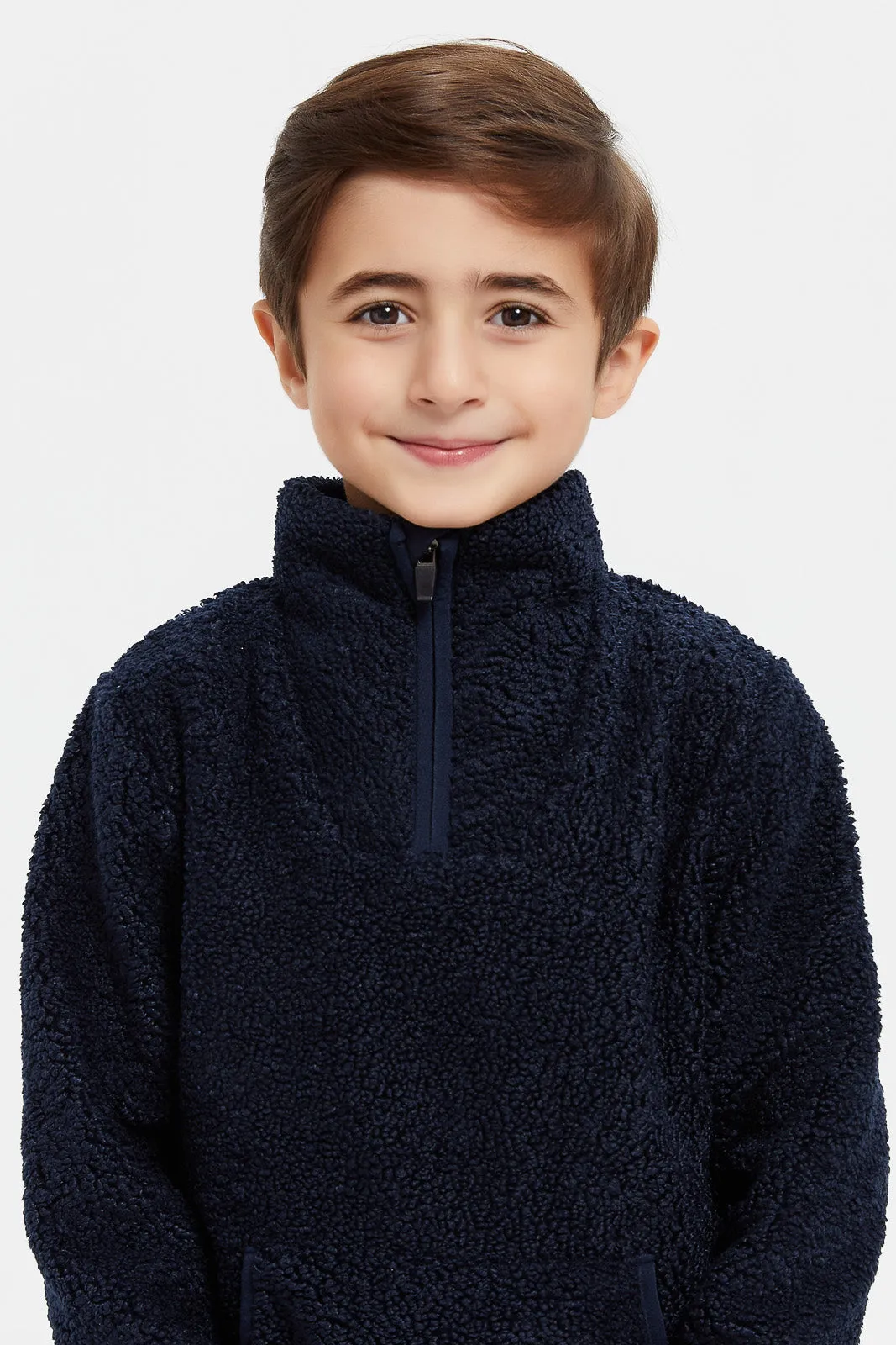 Boys Navy Sherpa Fleece Sweatshirt