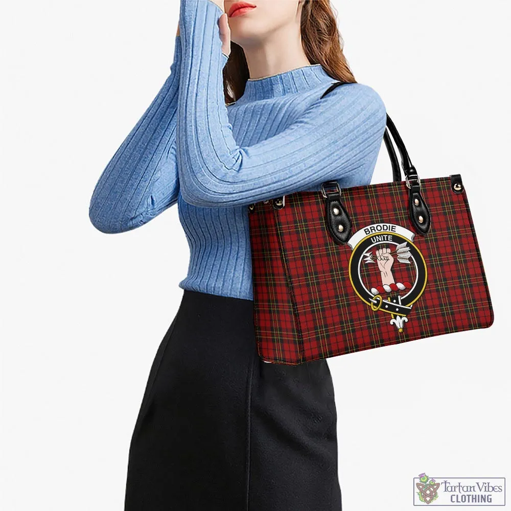 Brodie Tartan Luxury Leather Handbags with Family Crest