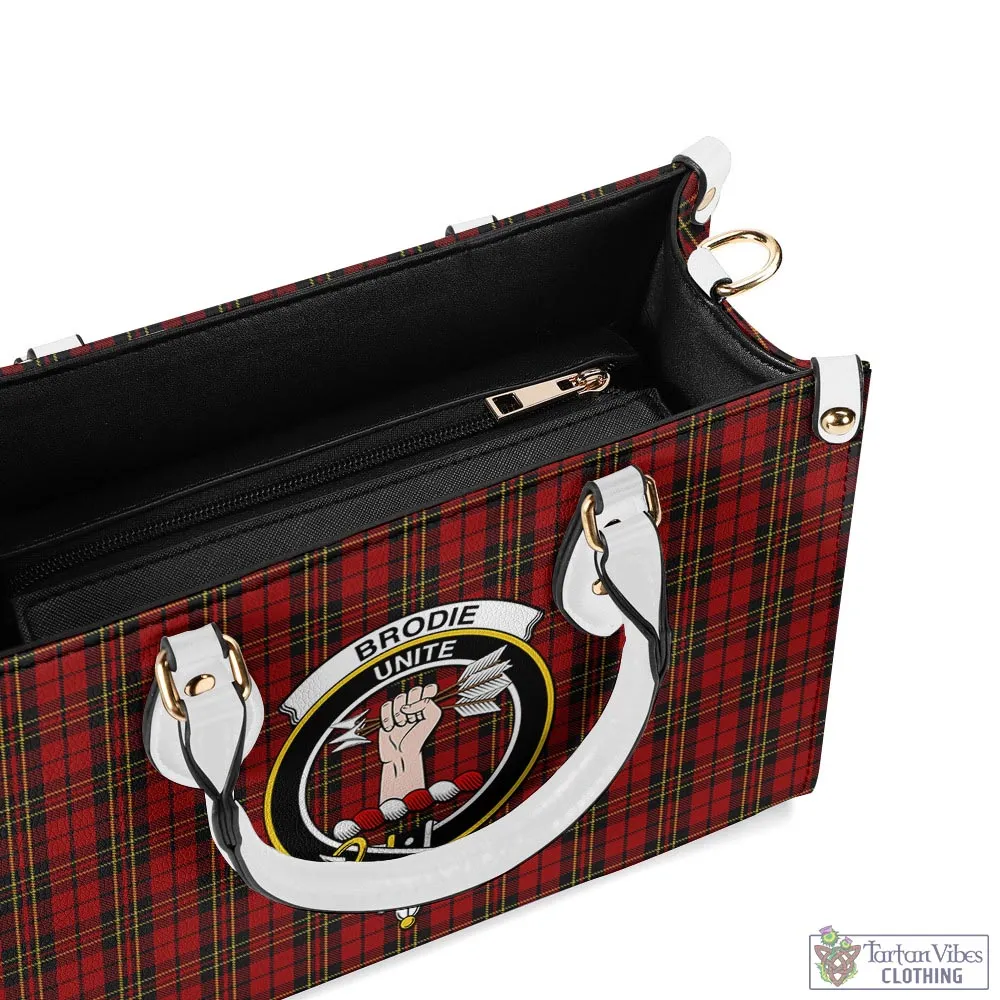 Brodie Tartan Luxury Leather Handbags with Family Crest