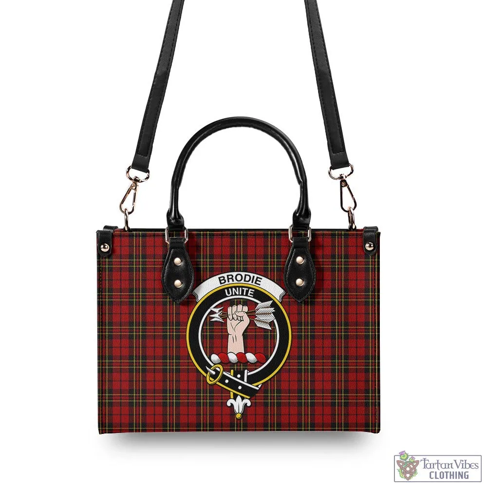 Brodie Tartan Luxury Leather Handbags with Family Crest