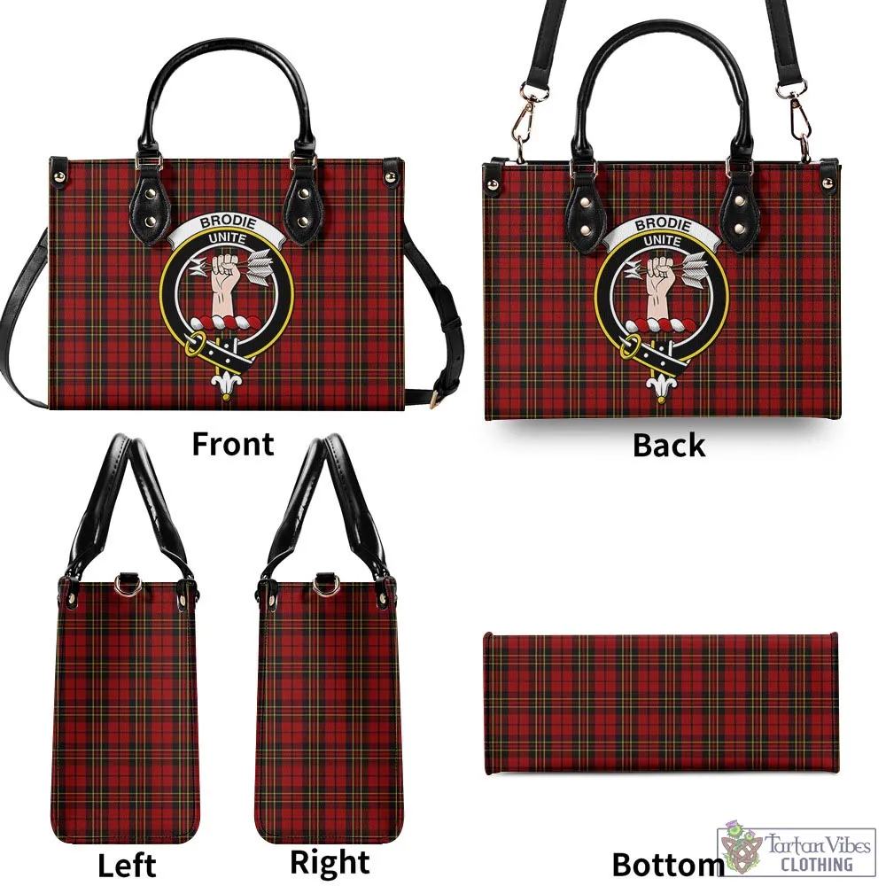 Brodie Tartan Luxury Leather Handbags with Family Crest