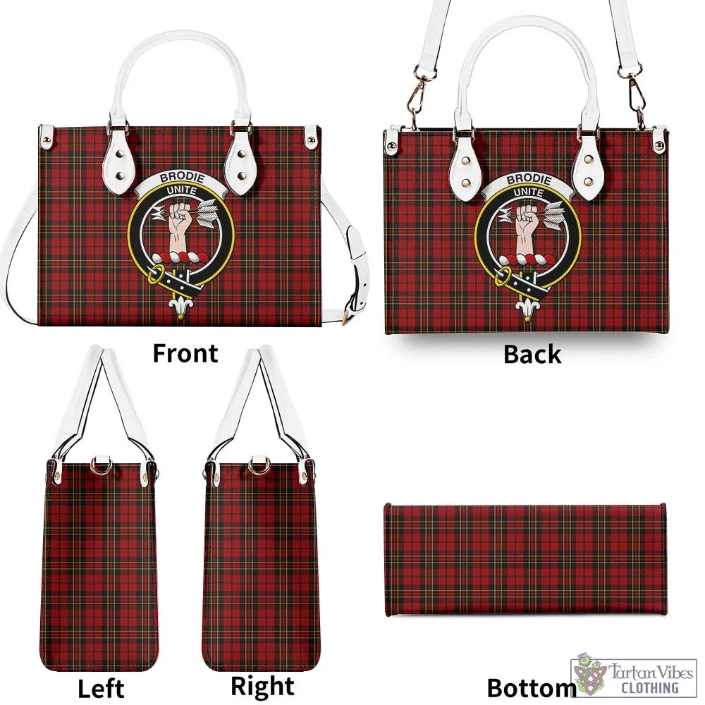 Brodie Tartan Luxury Leather Handbags with Family Crest